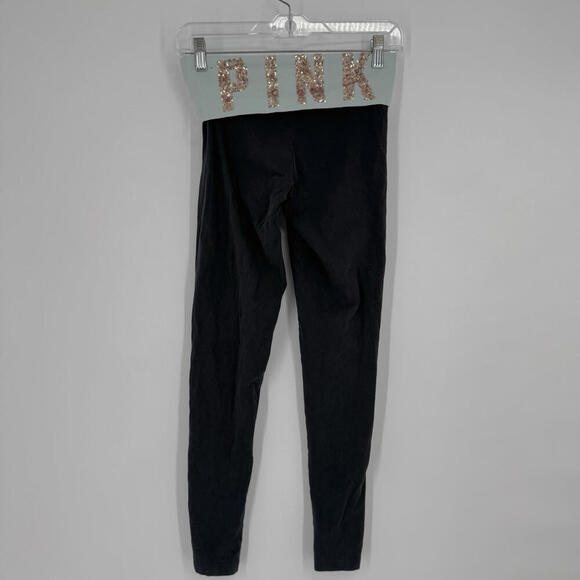 Vintage Victorias Secret PINK leggings womens XS y2k 90s foldover sequin yoga - Picture 1 of 5